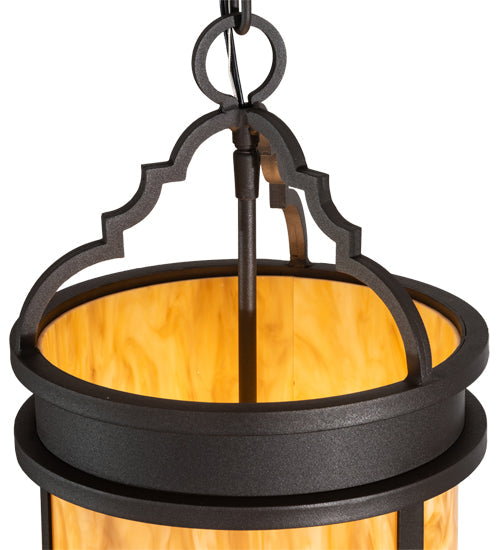 Meyda Lighting Wyant 10" 3-Light Wrought Iron Pendant Light With Beige Travertine Idalight Shade