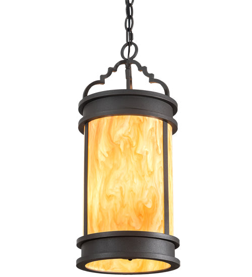 Meyda Lighting Wyant 10" 3-Light Wrought Iron Pendant Light With Beige Travertine Idalight Shade