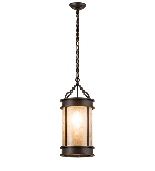 Meyda Lighting Wyant 10" Cafe Noir Pendant Light With Silver Mica Shade Glass