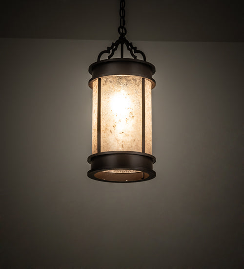 Meyda Lighting Wyant 10" Cafe Noir Pendant Light With Silver Mica Shade Glass
