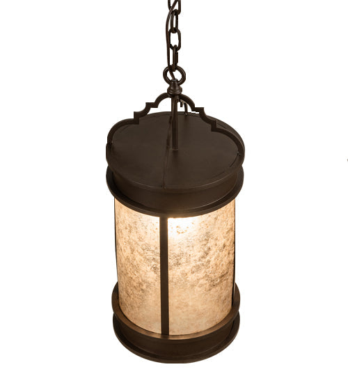 Meyda Lighting Wyant 10" Cafe Noir Pendant Light With Silver Mica Shade Glass