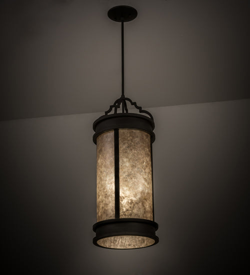 Meyda Lighting Wyant 10" Costello Black Pendant Light With Silver Mica Shade Glass