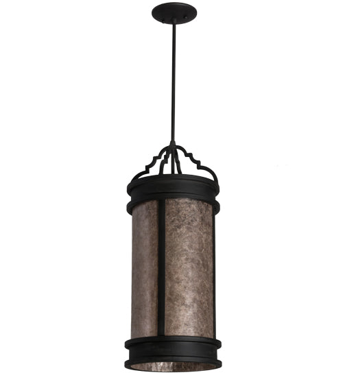 Meyda Lighting Wyant 10" Costello Black Pendant Light With Silver Mica Shade Glass