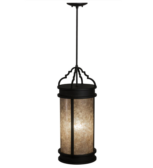 Meyda Lighting Wyant 10" Costello Black Pendant Light With Silver Mica Shade Glass