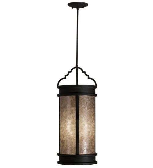 Meyda Lighting Wyant 10" Costello Black Pendant Light With Silver Mica Shade Glass