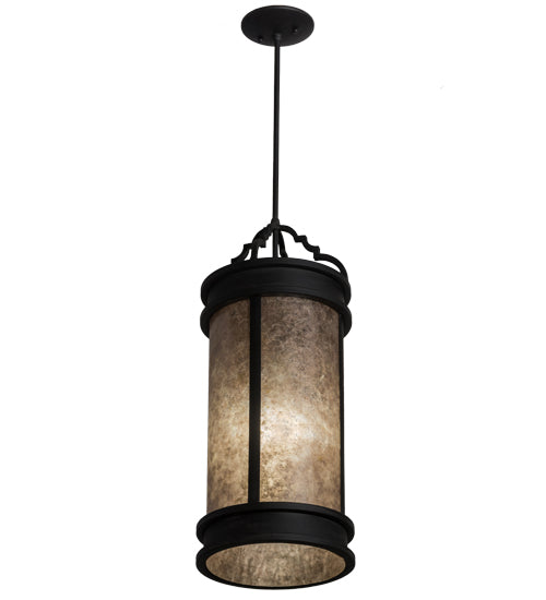 Meyda Lighting Wyant 10" Costello Black Pendant Light With Silver Mica Shade Glass