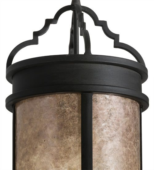 Meyda Lighting Wyant 10" Costello Black Pendant Light With Silver Mica Shade Glass