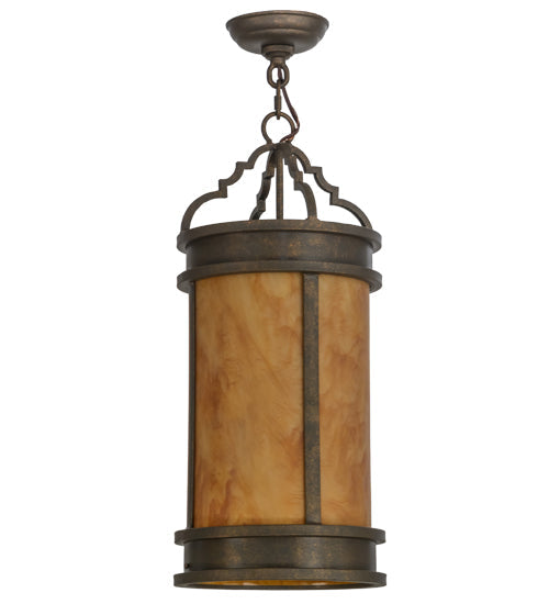Meyda Lighting Wyant 10" Gilded Tobacco Pendant Light With Ambra Siena Idalight Shade
