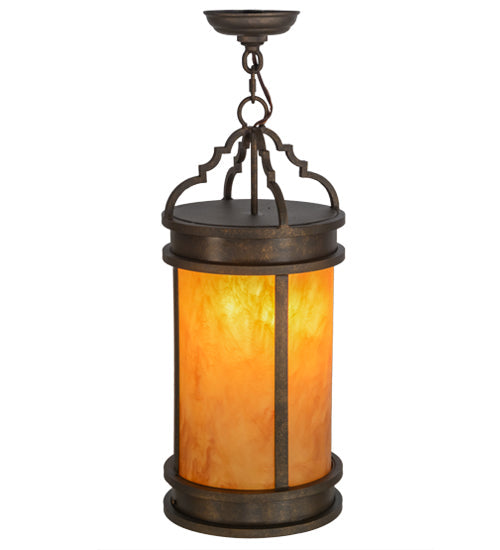 Meyda Lighting Wyant 10" Gilded Tobacco Pendant Light With Ambra Siena Idalight Shade