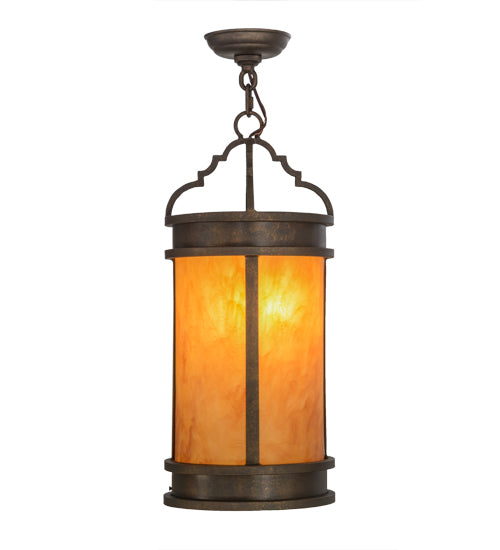 Meyda Lighting Wyant 10" Gilded Tobacco Pendant Light With Ambra Siena Idalight Shade