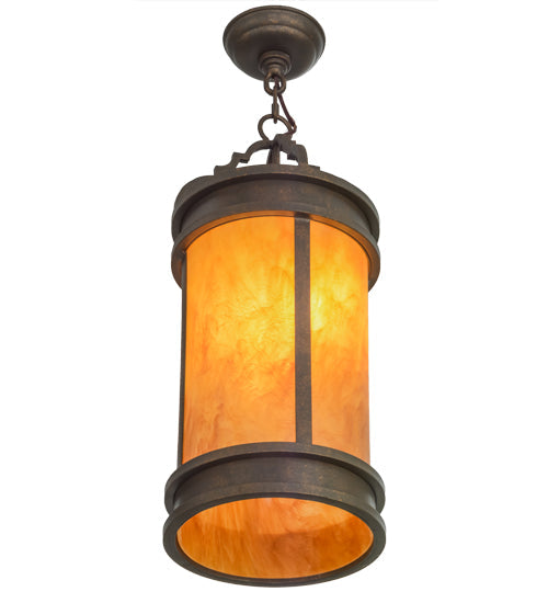 Meyda Lighting Wyant 10" Gilded Tobacco Pendant Light With Ambra Siena Idalight Shade