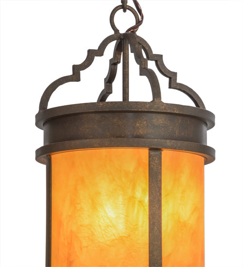Meyda Lighting Wyant 10" Gilded Tobacco Pendant Light With Ambra Siena Idalight Shade