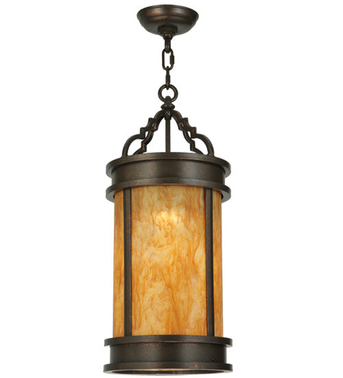 Meyda Lighting Wyant 10" Gilded Tobacco Pendant Light With Ambra Siena Idalight Shade Glass