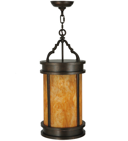 Meyda Lighting Wyant 10" Gilded Tobacco Pendant Light With Ambra Siena Idalight Shade Glass