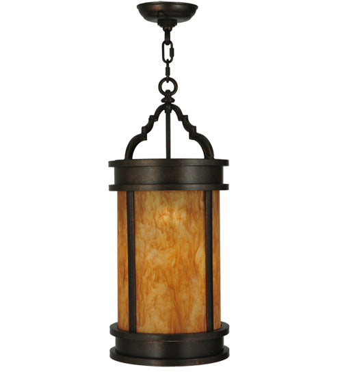 Meyda Lighting Wyant 10" Gilded Tobacco Pendant Light With Ambra Siena Idalight Shade Glass