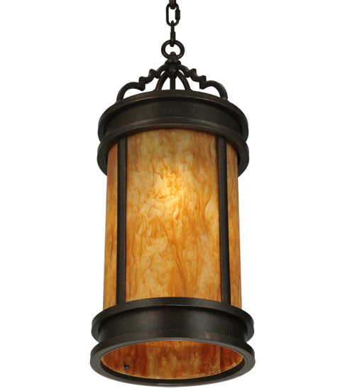 Meyda Lighting Wyant 10" Gilded Tobacco Pendant Light With Ambra Siena Idalight Shade Glass