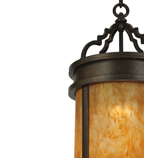 Meyda Lighting Wyant 10" Gilded Tobacco Pendant Light With Ambra Siena Idalight Shade Glass