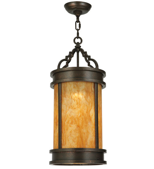 Meyda Lighting Wyant 10" Gilded Tobacco Pendant Light With Ambra Siena Idalight Shade Glass