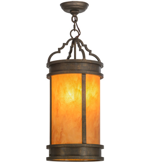 Meyda Lighting Wyant 10" Gilded Tobacco Pendant Light With Ambra Siena Idalight Shade