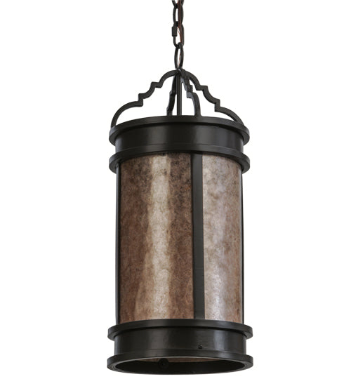 Meyda Lighting Wyant 10" Timeless Bronze Pendant Light With Silver Mica Shade Glass