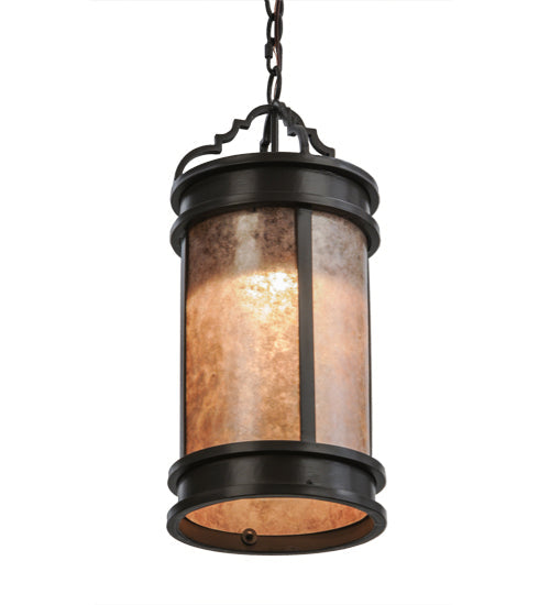 Meyda Lighting Wyant 10" Timeless Bronze Pendant Light With Silver Mica Shade Glass