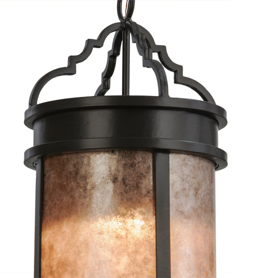 Meyda Lighting Wyant 10" Timeless Bronze Pendant Light With Silver Mica Shade Glass