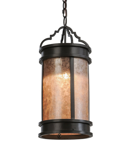 Meyda Lighting Wyant 10" Timeless Bronze Pendant Light With Silver Mica Shade Glass