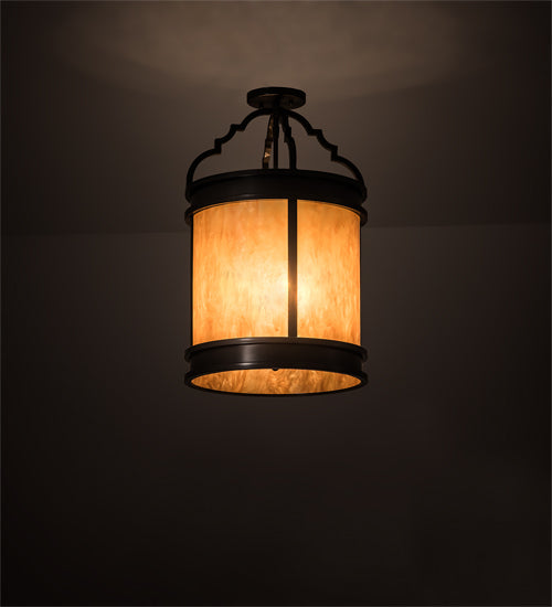 Meyda Lighting Wyant 15" 4-Light Timeless Bronze Flush Mount Light With Maduro Idalight Shade