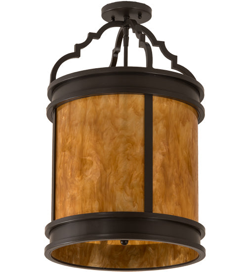Meyda Lighting Wyant 15" 4-Light Timeless Bronze Flush Mount Light With Maduro Idalight Shade