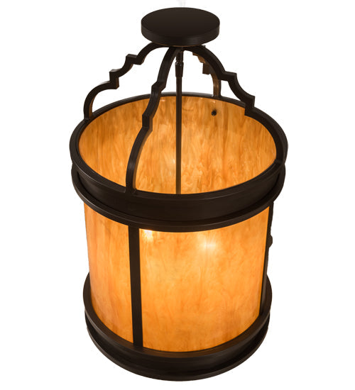 Meyda Lighting Wyant 15" 4-Light Timeless Bronze Flush Mount Light With Maduro Idalight Shade