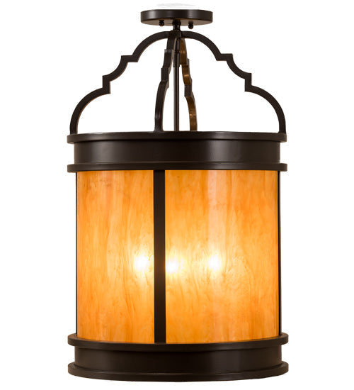 Meyda Lighting Wyant 15" 4-Light Timeless Bronze Flush Mount Light With Maduro Idalight Shade