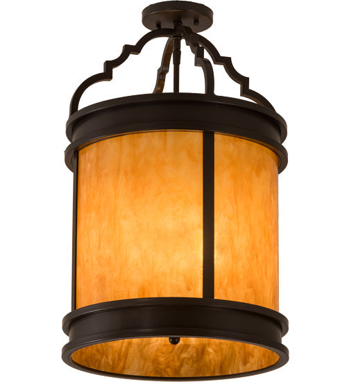 Meyda Lighting Wyant 15" 4-Light Timeless Bronze Flush Mount Light With Maduro Idalight Shade