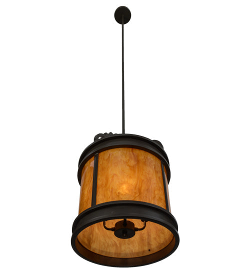 Meyda Lighting Wyant 15" 4-Light Timeless Bronze Pendant Light With Ambra Siena & Crystal Idalight Shade Glass