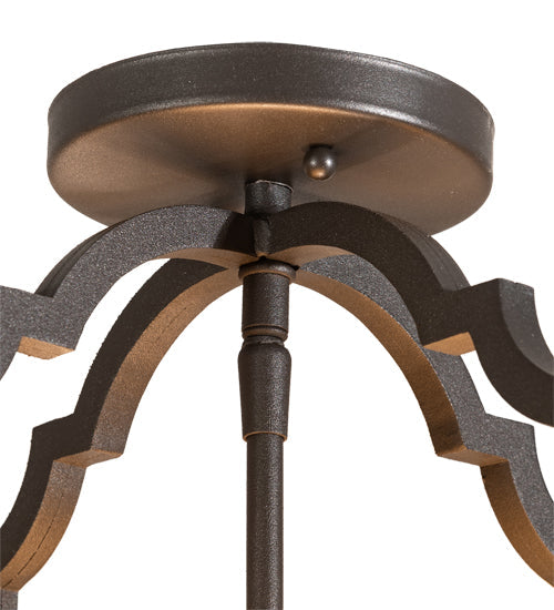 Meyda Lighting Wyant 15" 4-Light Wrought Iron Flush Mount Light With Beige Travertine Idalight Shade
