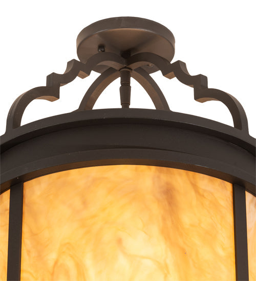 Meyda Lighting Wyant 15" 4-Light Wrought Iron Flush Mount Light With Beige Travertine Idalight Shade