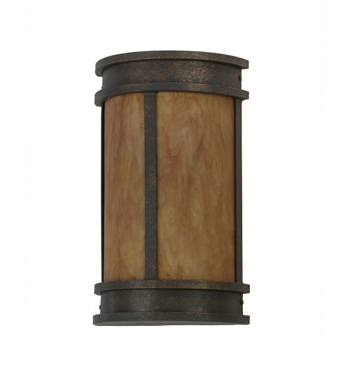 Meyda Lighting Wyant 246347 10" 2-Light Gilded Tobacco Pocket Lantern Wall Sconce With Ambra Siena Idalight Shade