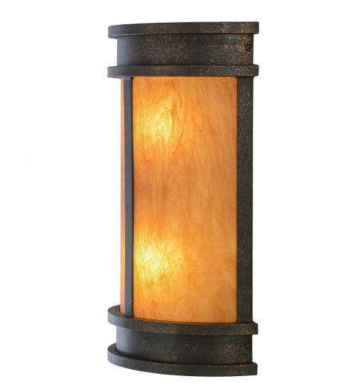 Meyda Lighting Wyant 246347 10" 2-Light Gilded Tobacco Pocket Lantern Wall Sconce With Ambra Siena Idalight Shade