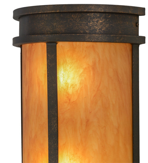 Meyda Lighting Wyant 246347 10" 2-Light Gilded Tobacco Pocket Lantern Wall Sconce With Ambra Siena Idalight Shade