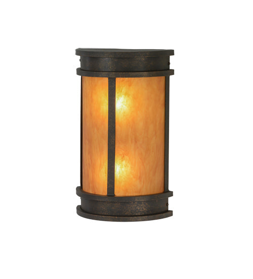 Meyda Lighting Wyant 246347 10" 2-Light Gilded Tobacco Pocket Lantern Wall Sconce With Ambra Siena Idalight Shade