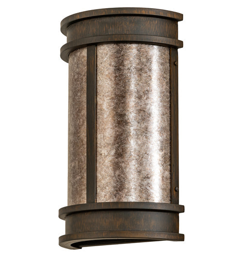 Meyda Lighting Wyant 247814 10" 2-Light Classic Rust Pocket Lantern Wall Sconce With Silver Mica Shade Glass