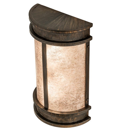 Meyda Lighting Wyant 247814 10" 2-Light Classic Rust Pocket Lantern Wall Sconce With Silver Mica Shade Glass