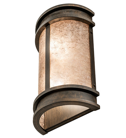 Meyda Lighting Wyant 247814 10" 2-Light Classic Rust Pocket Lantern Wall Sconce With Silver Mica Shade Glass