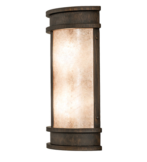 Meyda Lighting Wyant 247814 10" 2-Light Classic Rust Pocket Lantern Wall Sconce With Silver Mica Shade Glass