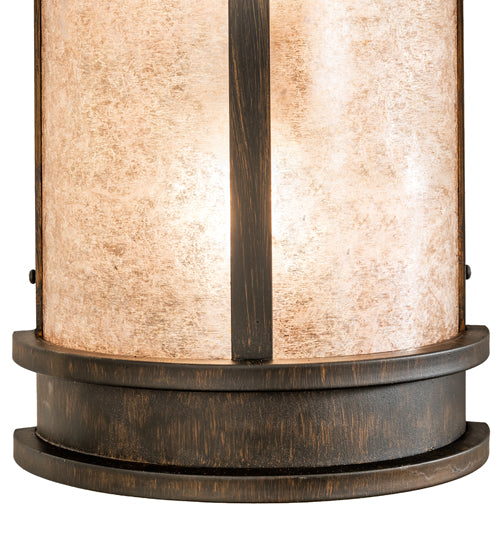 Meyda Lighting Wyant 247814 10" 2-Light Classic Rust Pocket Lantern Wall Sconce With Silver Mica Shade Glass