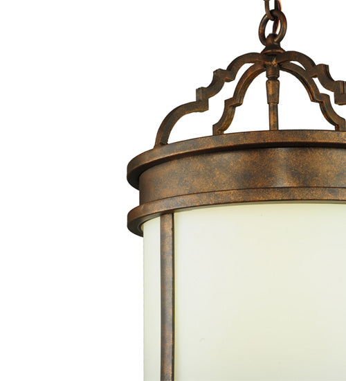 Meyda Lighting Wyant 255094 12" Gilded Tobacco Pendant Light With White Statuario Idalight Shade
