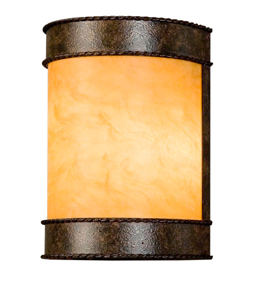 Meyda Lighting Wyant 8" 2-Light Rusty Nail Wall Sconce With Ambra Siena Idalight Shade Glass