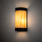 Meyda Lighting Wyant 8" 2-Light Wrought Iron Wall Sconce With Beige Travertine Idalight Shade