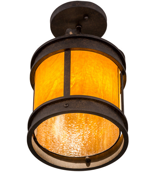 Meyda Lighting Wyant 8" Chestnut Textured Flush Mount Light With Honey Wispy Art Shade Glass