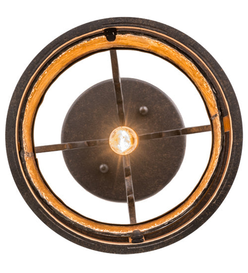 Meyda Lighting Wyant 8" Chestnut Textured Flush Mount Light With Honey Wispy Art Shade Glass