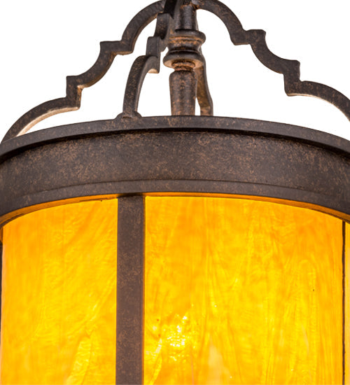 Meyda Lighting Wyant 8" Chestnut Textured Flush Mount Light With Honey Wispy Art Shade Glass